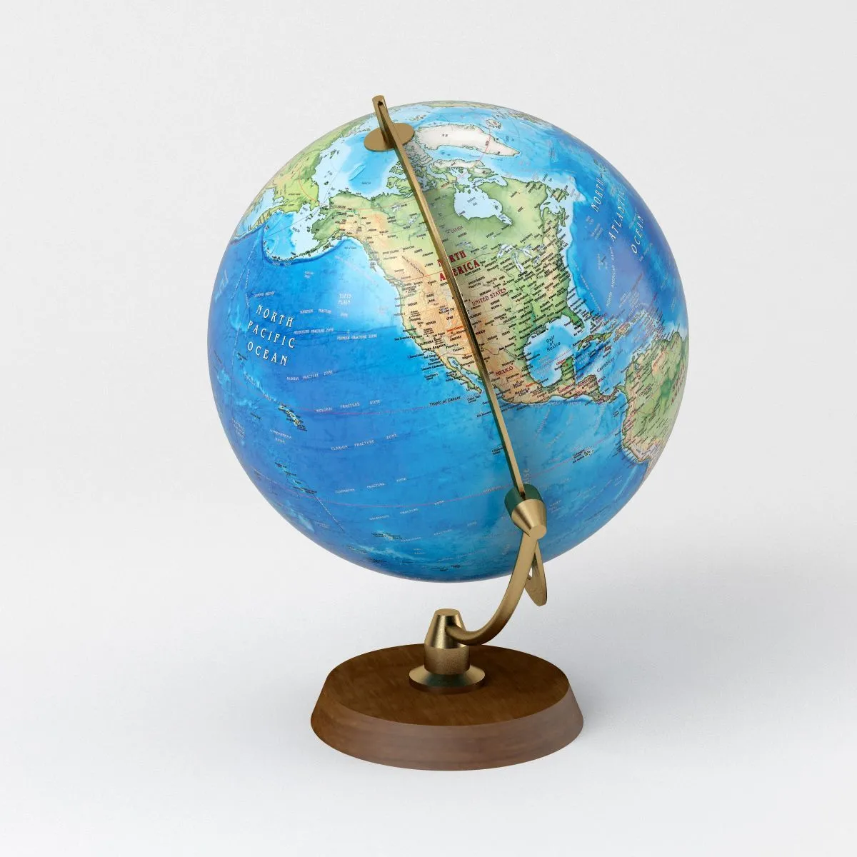 Globo terráqueo con soporte de madera y elementos de latón - Mapa mundial  Modelo 3D $8 - .c4d .3ds .dae .dxf .fbx .obj .wrl - Free3D