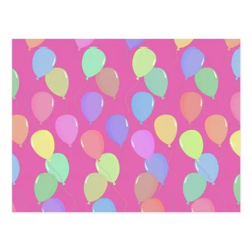 Globos en colores pastel coloridos flotantes rosas postales | Zazzle