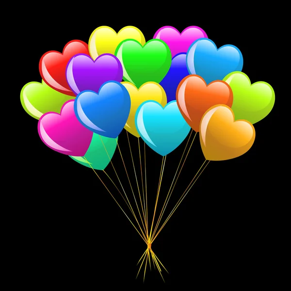 Globos de corazón coloridos dibujos animados — Foto stock ...