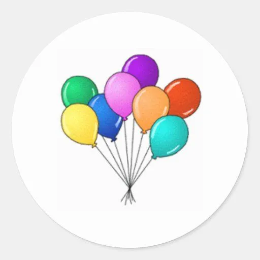 Globos del cumpleaños pegatina redonda de Zazzle.