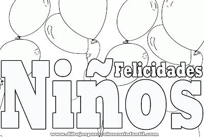 Globos del dia del niño para colorear | Dibujos para Colorear Infantil