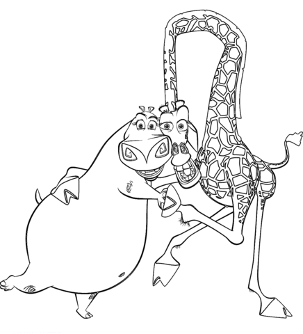 Gloria And Melman coloring page | Super Coloring