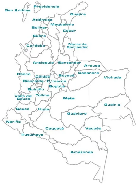 Mapa de colombia con los departamentos - Imagui
