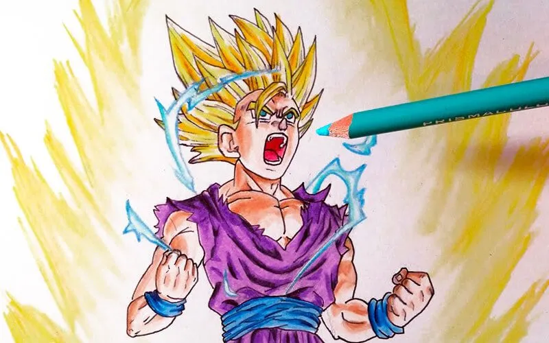 ▷ Gohan SSJ2 Niño y Adulto para DIBUJAR y COLOREAR 2023