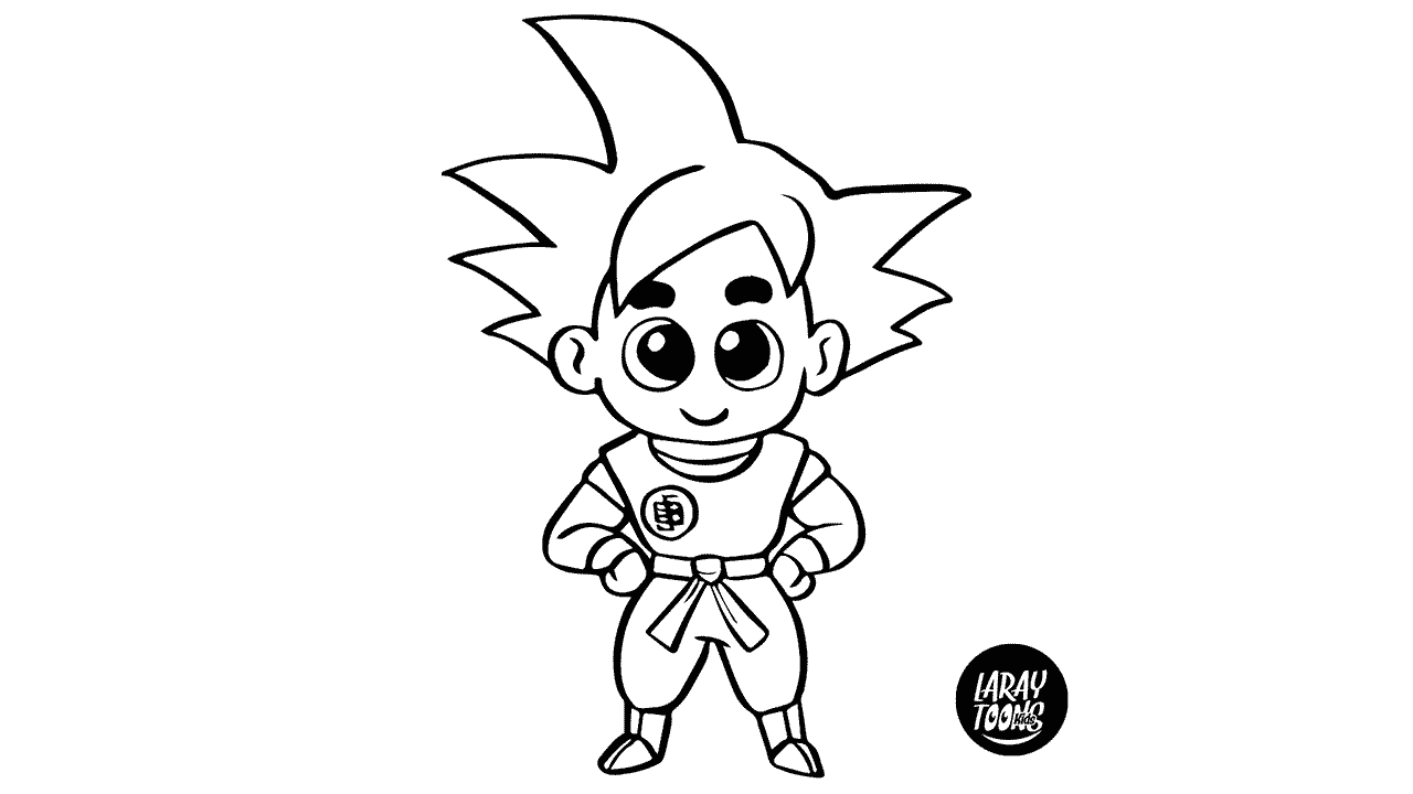 Goku Chibi para Colorear - Dibujando con LarayToons