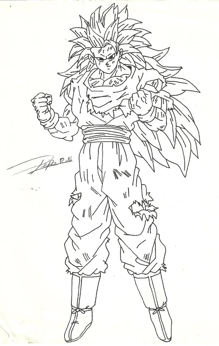 Goku SSJ3 Draw 1999 by cdzdbzGOKU on DeviantArt