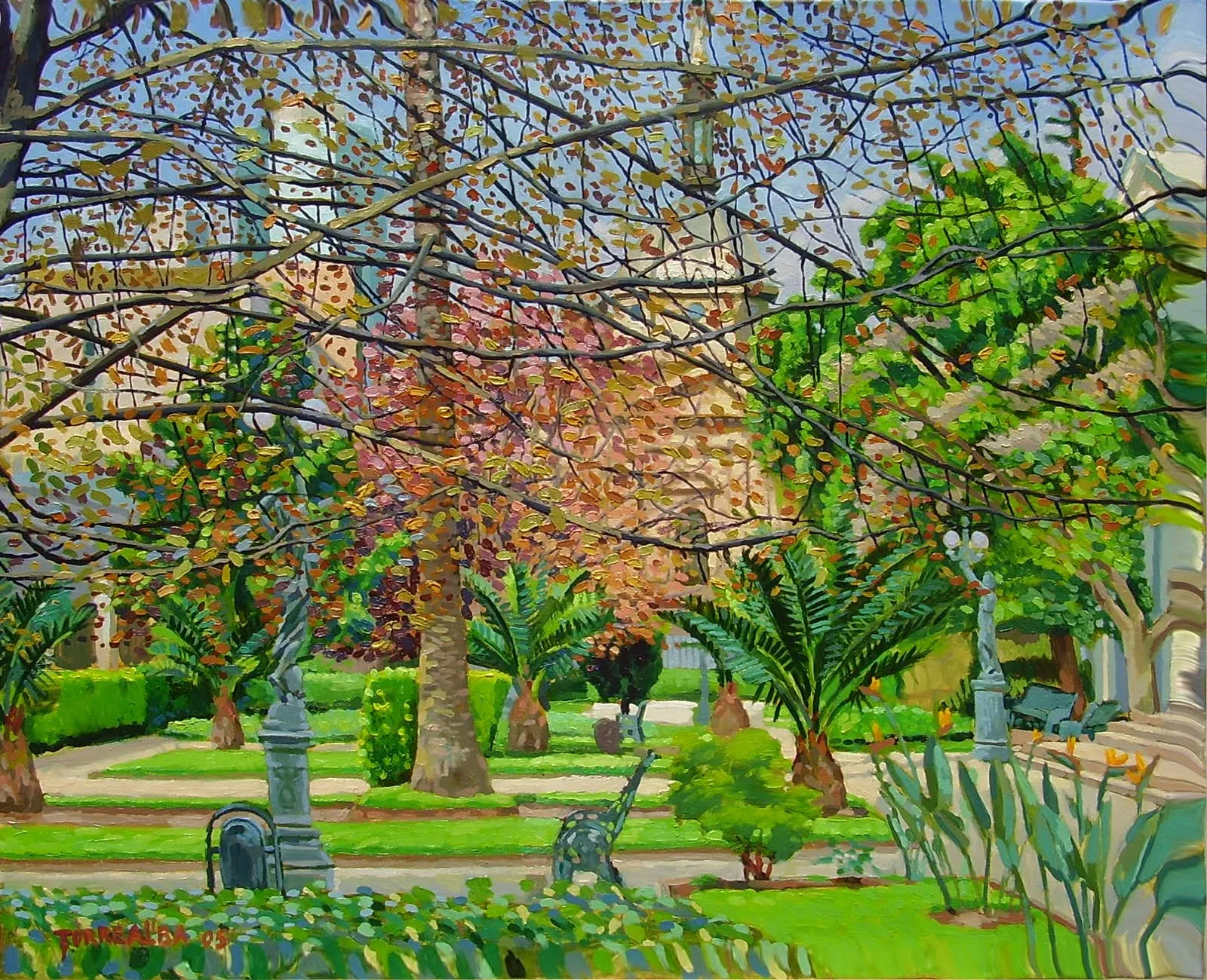 gonzalo torrealba arte: Parque del ex Congreso, 2005, óleo 100x80cms.