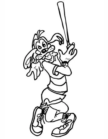 Goofy Plays Baseball coloring page / picture | Super Coloring