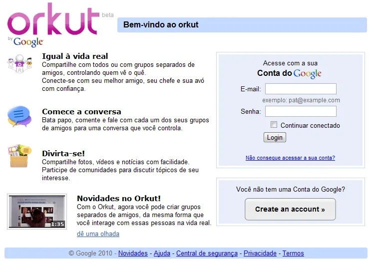 Google Brasil muda a página inicial do Orkut - Google Discovery