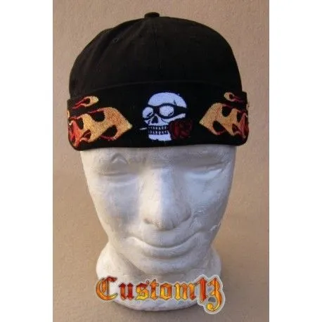 gorro biker calavera llamas - custom13