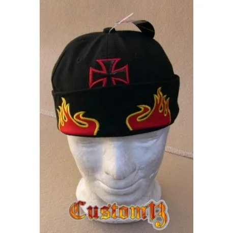 gorro biker cruz y llamas - custom13