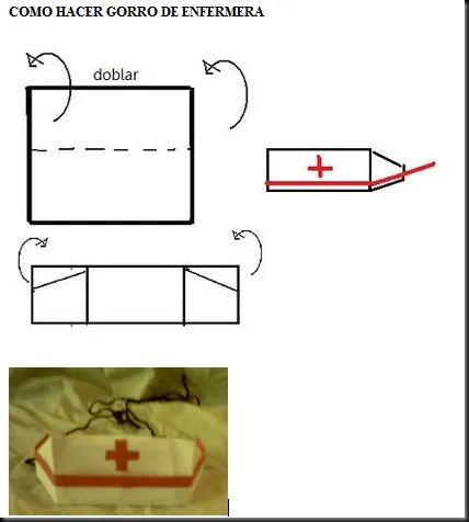 Molde para hacer cofia enfermera papel - Imagui