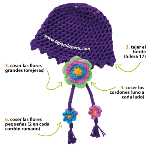 Gorro con flores - Tejiendo Perú...