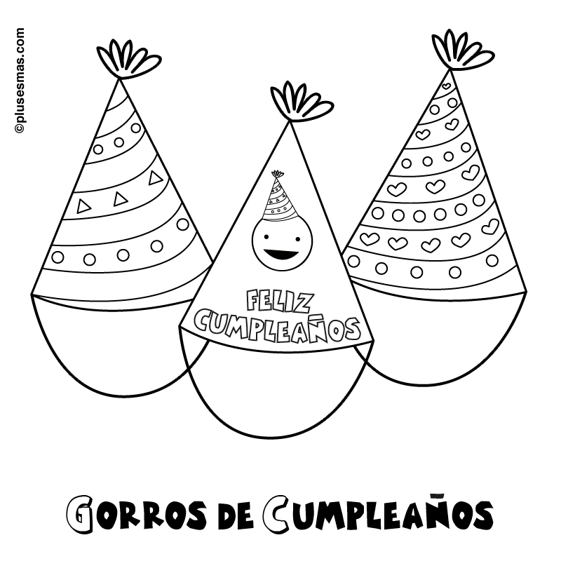 Gorros de cumpleaños para colorear. Colorear con niños. Ocio en ...