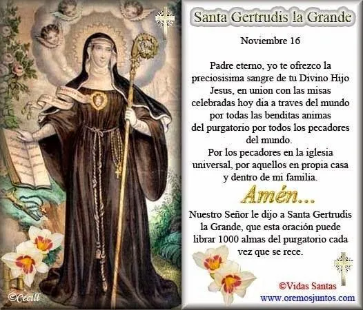 Gracias de la Medalla Milagrosa: ORACIÓN A SANTA GERTRUDIS