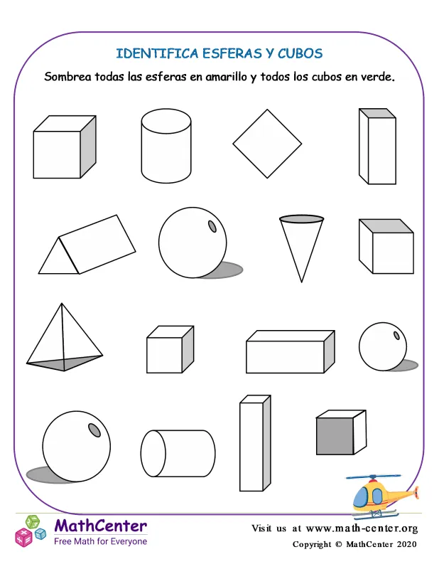 Primer Grado Hojas de trabajo: Colorear formas | Math Center