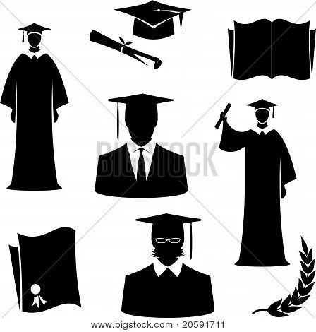 Graduados e itens de formatura (Vector) Bancos de Vetores & Bancos ...