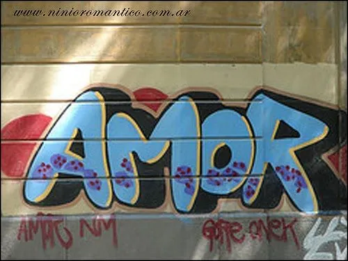 graffiti walls: Mural Graffiti Letters de Amor on Wall