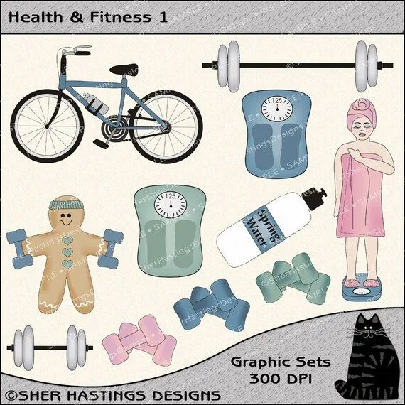 Gráfico y gráfico Salud Fitness & 1 Set por SherHastingsDesigns