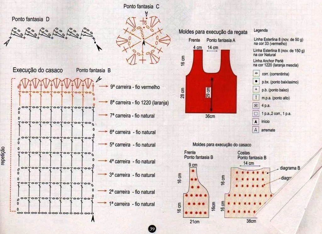 GRÁFICOS DA ANA: Blusa e bolerinho em ponto rede - receita e gráfico