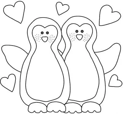 Gráficos para colorear: Pingüinitos enamorados.