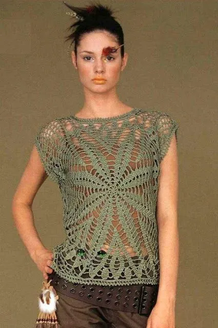 Graficos y Crochet: Blusa de medusa en verde | crochet | Pinterest