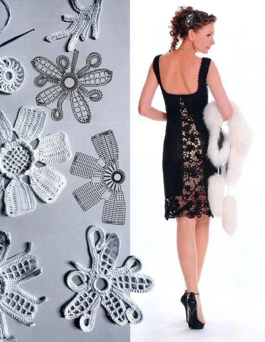 Graficos y Crochet: Vestido en crochet ruso negro