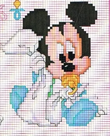 Mickey bebé punto de cruz - Imagui