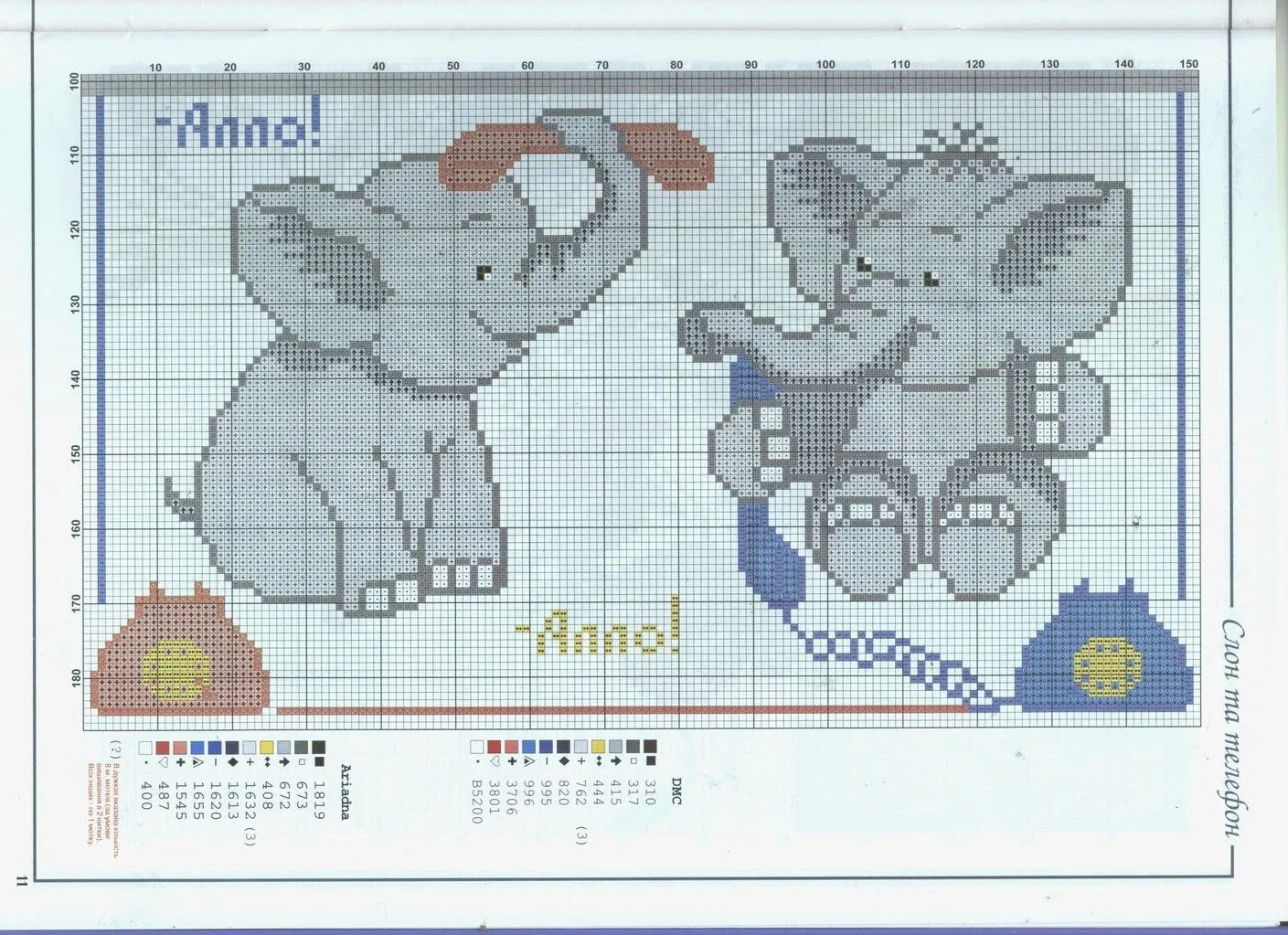 GRAFICOS PUNTO DE CRUZ GRATIS : ELEFANTES(