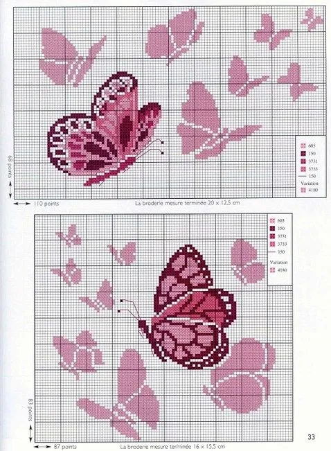 GRAFICOS PUNTO DE CRUZ GRATIS : MARIPOSAS(24)