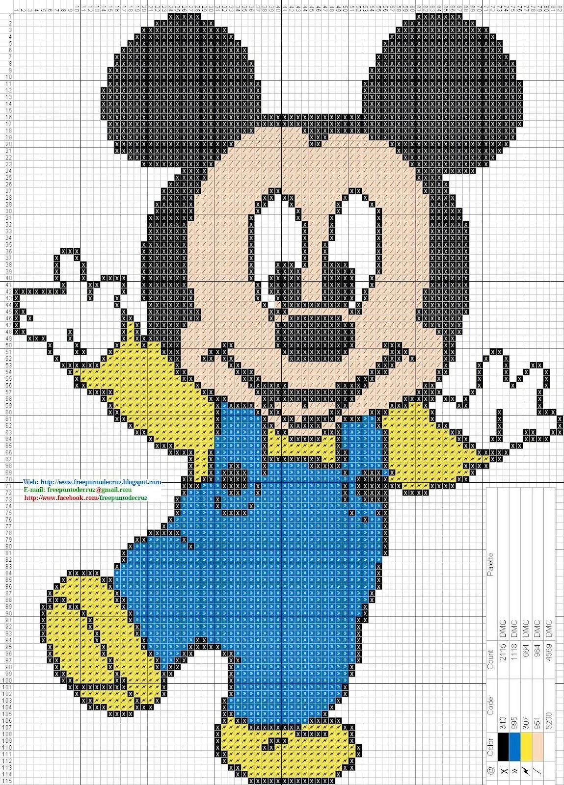 Graficos de punto de cruz de Mickey Mouse - Imagui