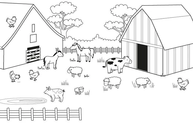 granja: dibujo para colorear e imprimir