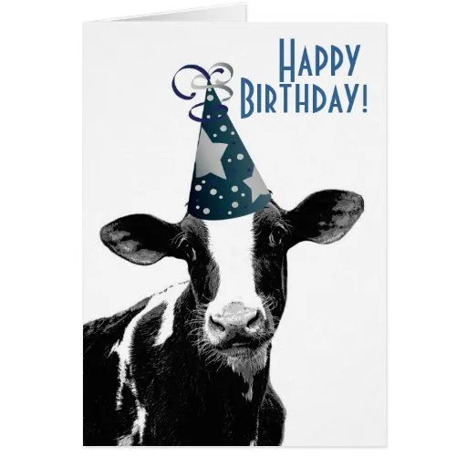 Granjero del feliz cumpleaños - vaca del gorra del tarjeton | Zazzle