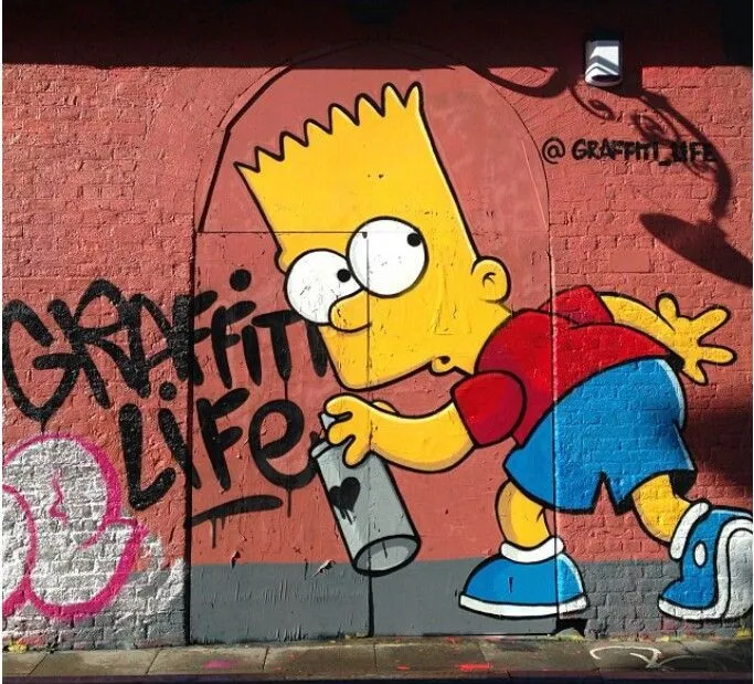 graphic tee BART SIMPSON graffiti STREET art spray paint LIQUID ...