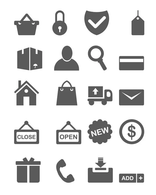 GraphicsFuel.com | 20 Minimal ecommerce icons (vector PSD)