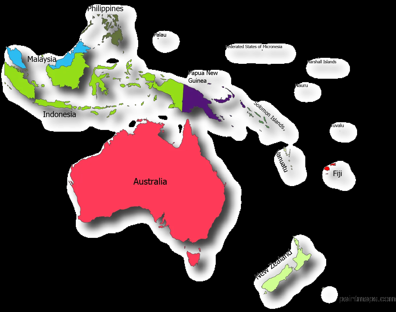 Gratis, Descargable Mapa Vectorial De Oceania (EPS, SVG, PDF, PNG, Adobe  Illustrator).