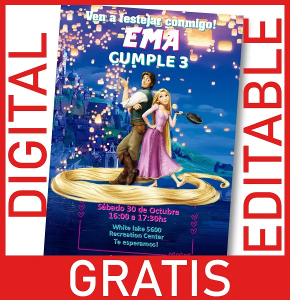 GRATIS] Invitación Rapunzel Enredados | Editable | Digital