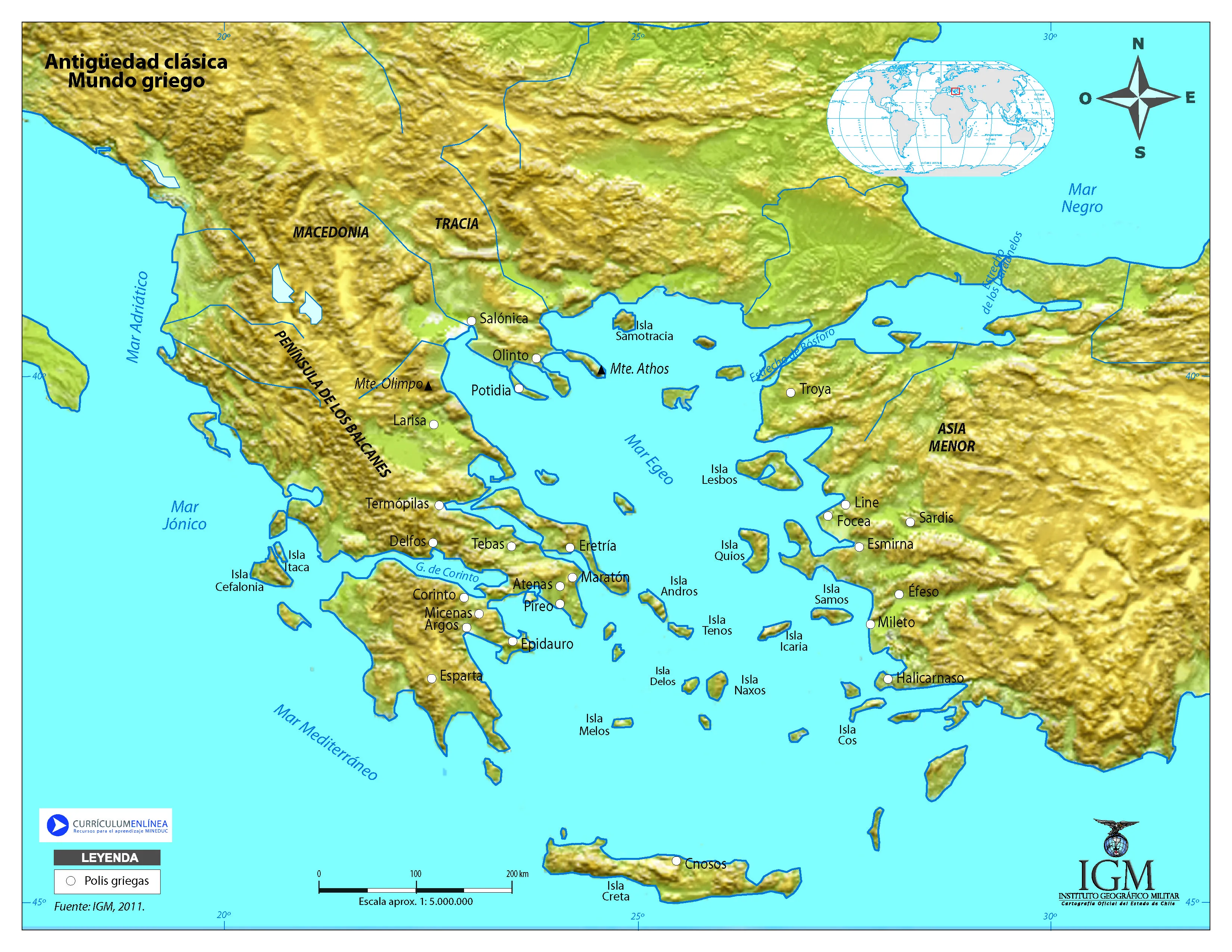 Grecia Mapa físico mudo - Imagui