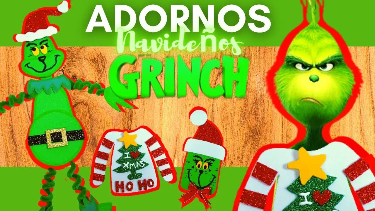 El grinch Decoraciones Navideñas / adornos Navideños de Foami parael árbol  / Manualidades Navideñas