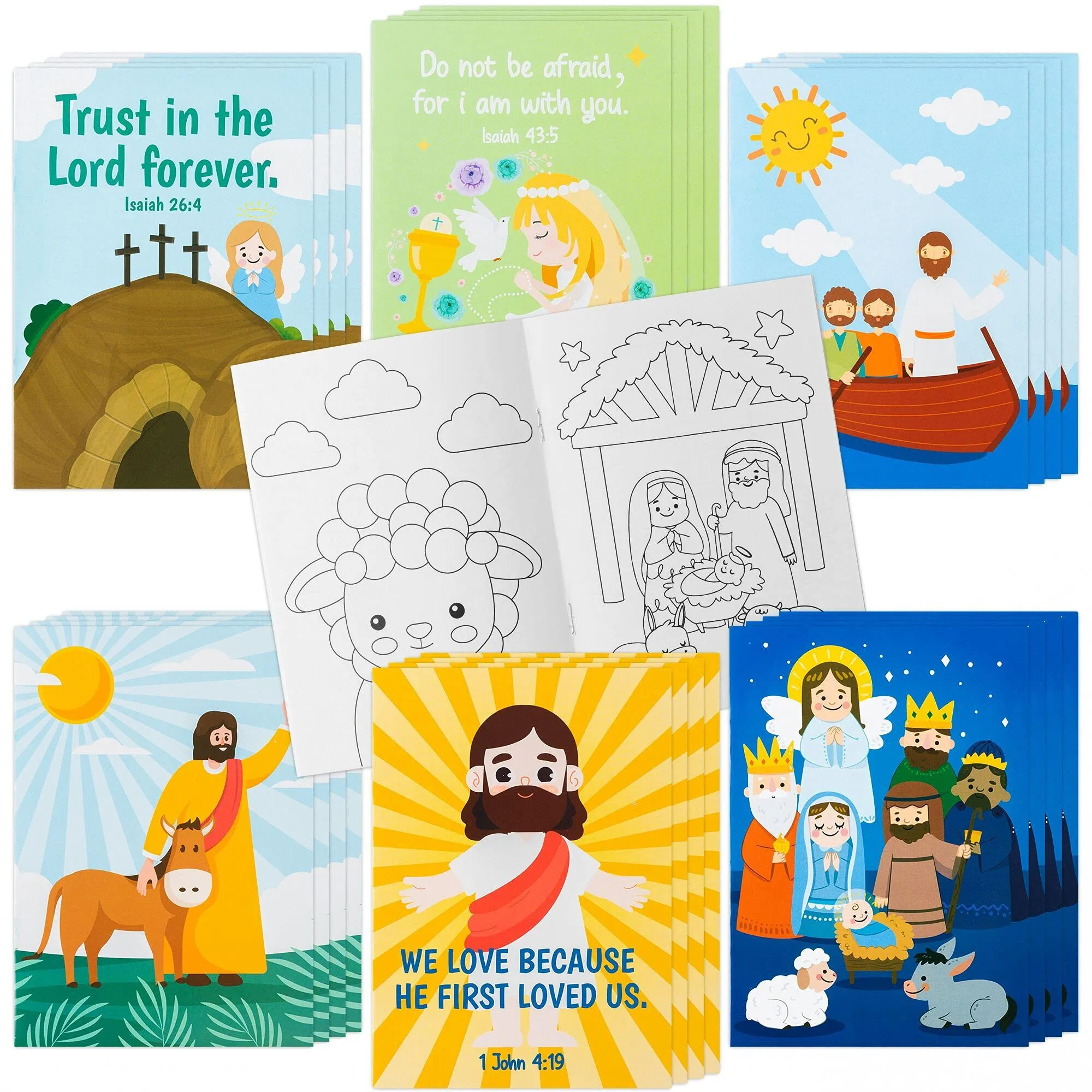 GROBRO7 24 libros para colorear de la Biblia cristiana para niños, libro de  dibujo de arte