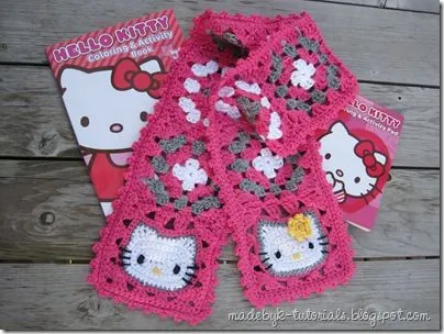 Group of: Made by K - Tutorials: Hello Kitty Granny Square Scarf ...