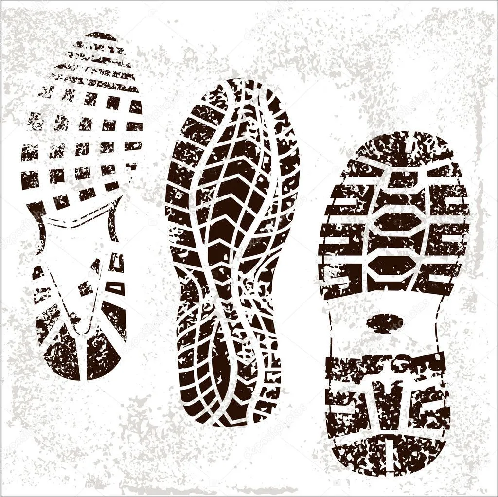 Grunge zapato pistas trio — Vector stock © Fourleaflovers #