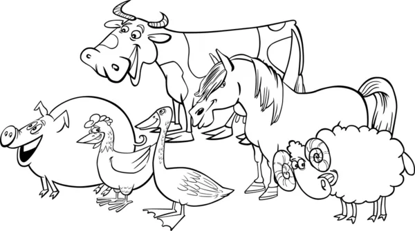 Grupo de dibujos animados de animales de granja para colorear ...