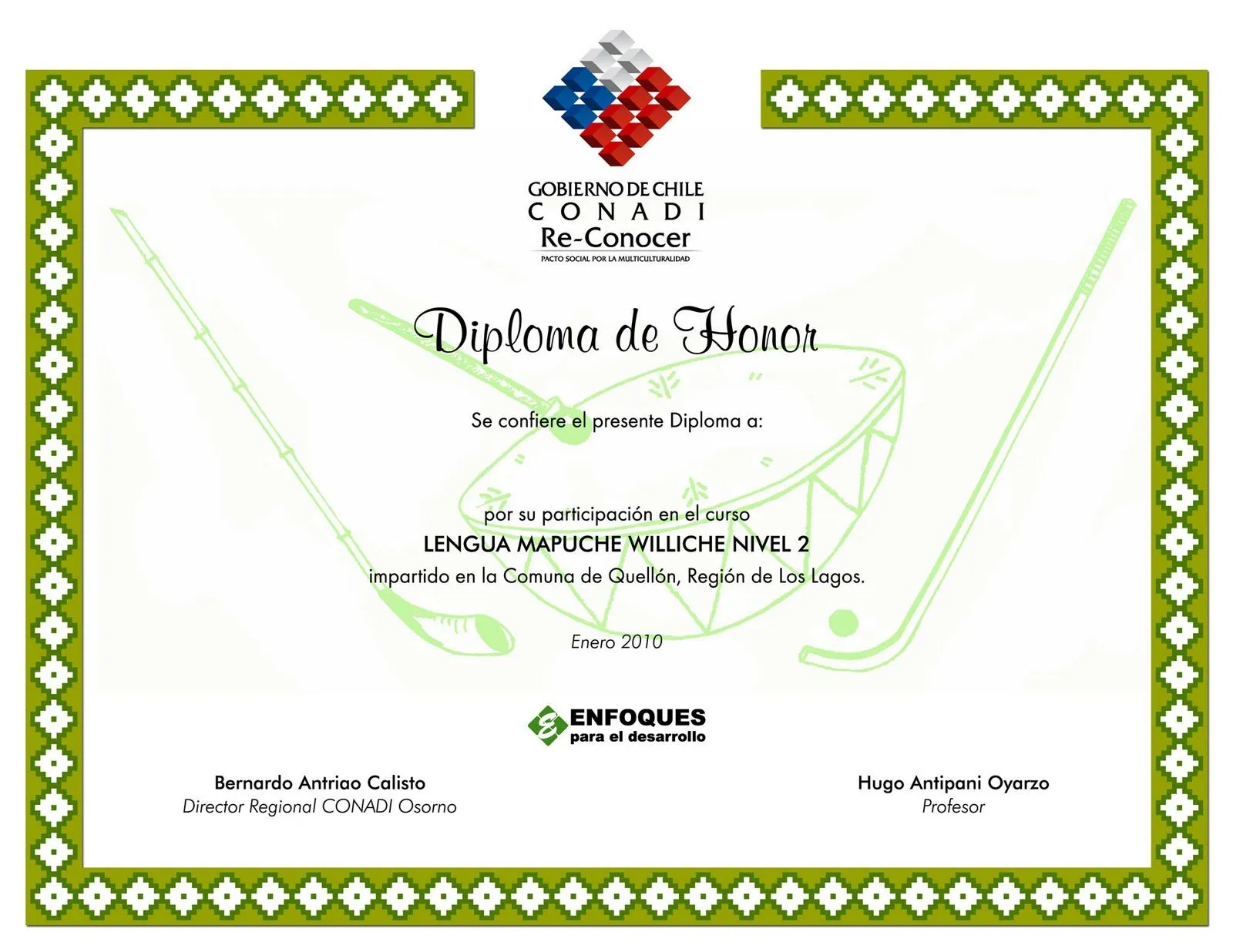 grupourbe: Diplomas Curso Lengua Mapuche Williche