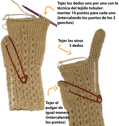 Guantes en dos agujas - Tejiendo Perú...