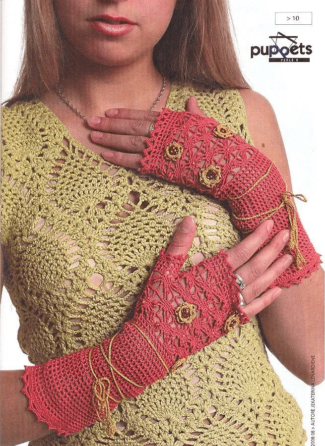 Guantes sin Dedos de Crochet con Dibujos - Patrones Crochet