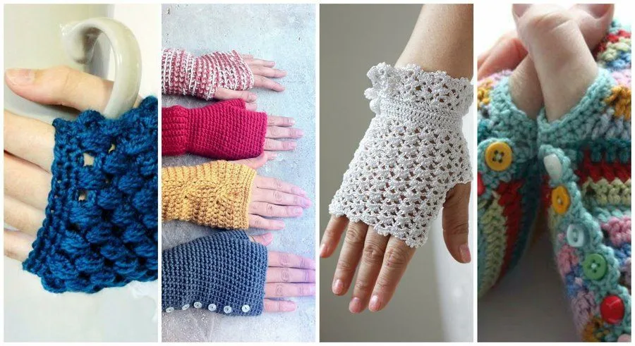 Guantes sin dedos o mitones a crochet, tutoriales incluidos ...