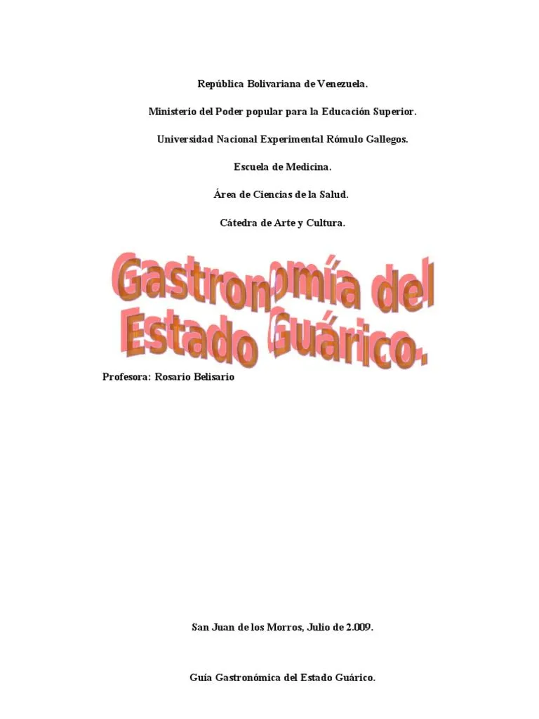 Guia Gastronomica Del Estado Guarico! 2003 | PDF | Cocina de las Americas |  Preparación de comida y bebida