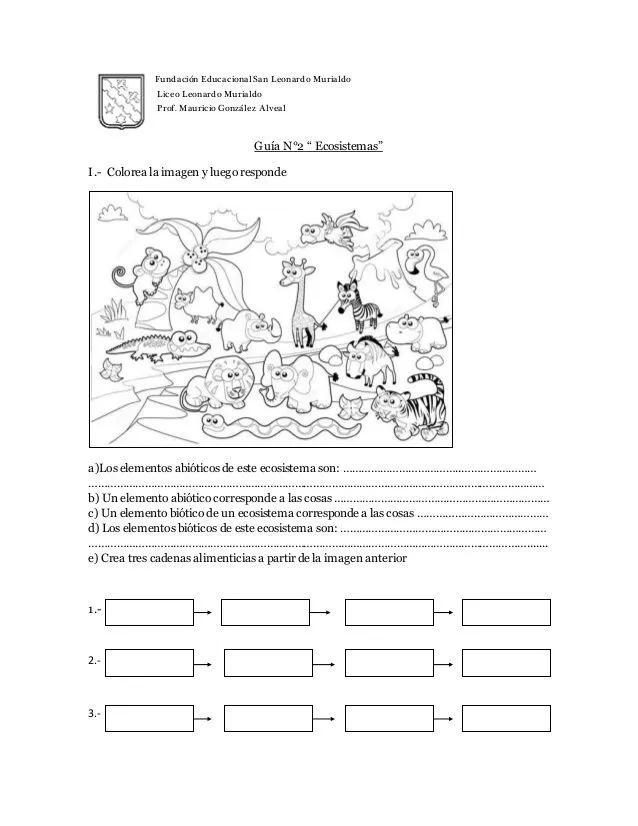 Guia n°2 ecosistemas | Actividades de los ecosistemas, Factores bioticos y  abioticos, Actividades de letras