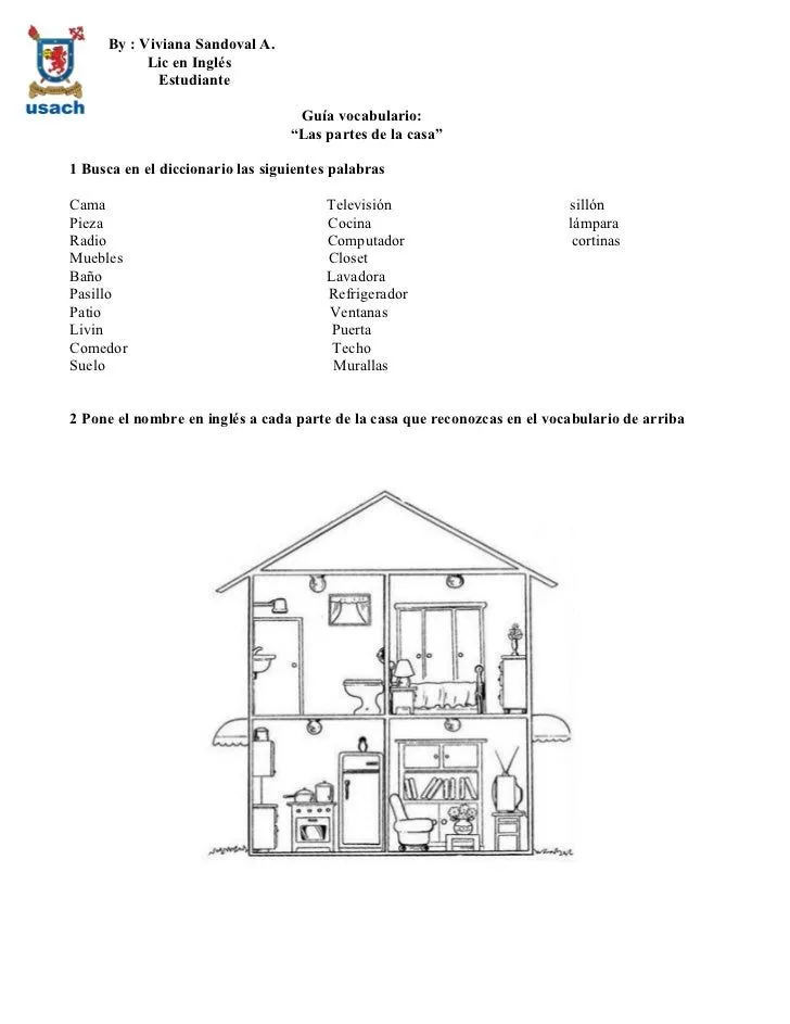 Guia partes de la casa vocabulario